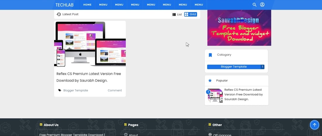 TechLab v5.5 of SaurabhDesign Premium version blogger template Free Download by SaurabhDesign.