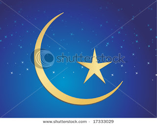 eid mubarak star and moon card