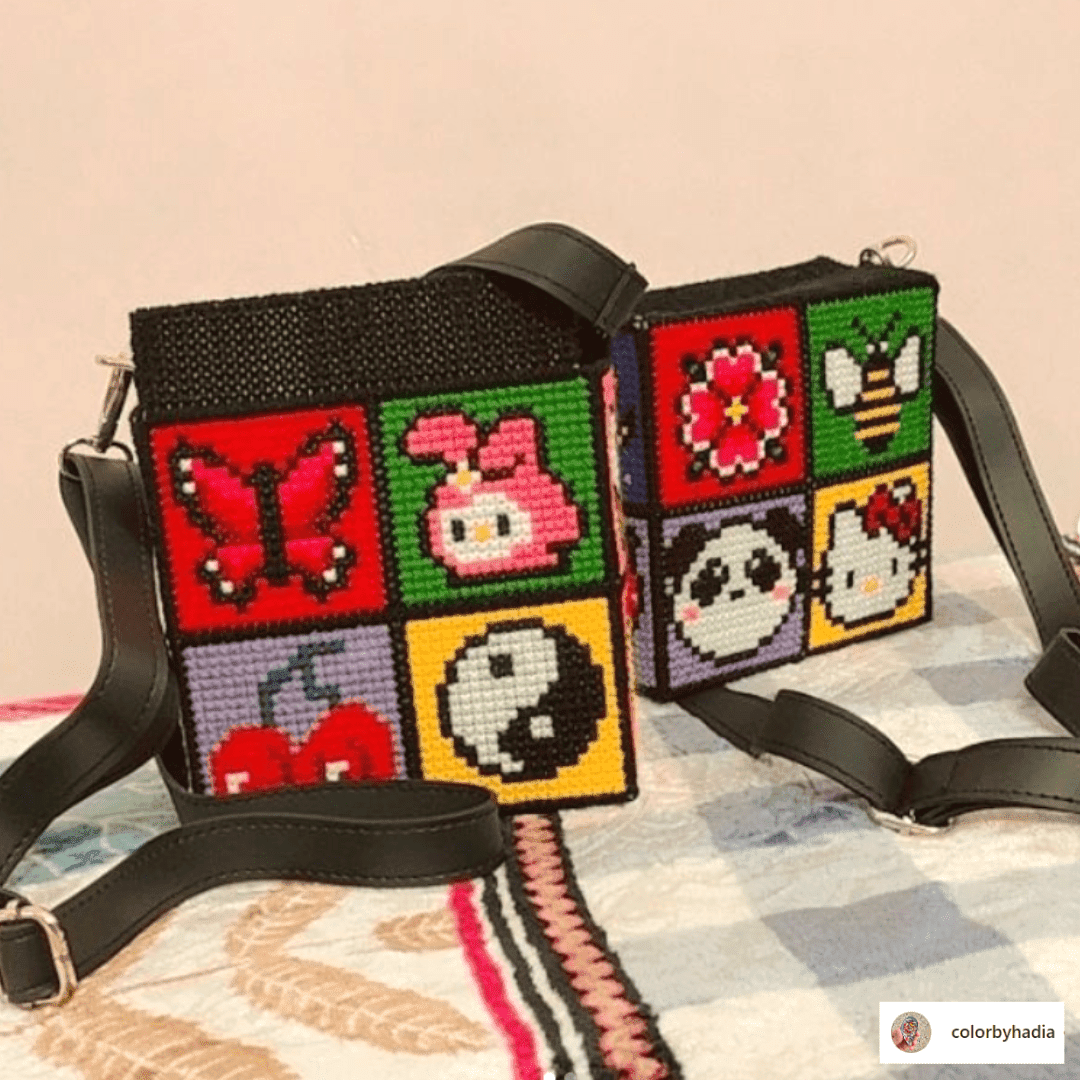 How to make your own Unif Dupe Stitch Bag, PIXEL ART DIY