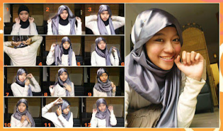 Cara memakai Jilbab Hana Tajima Style