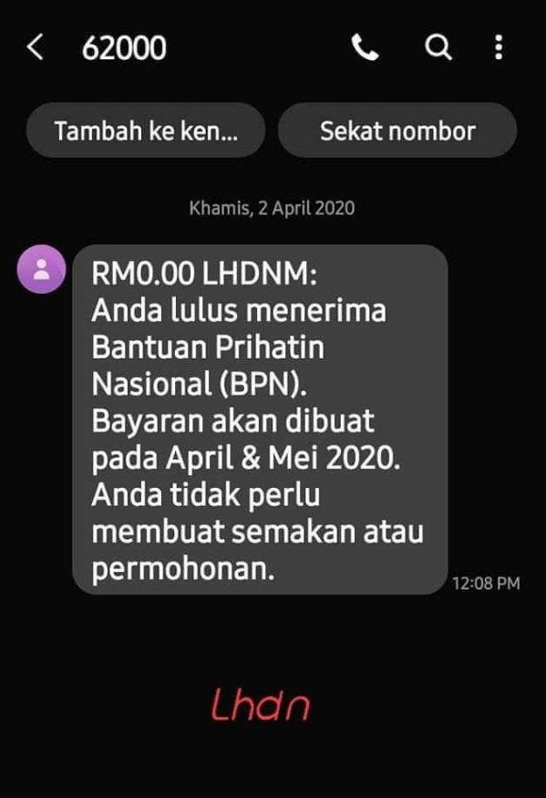 Semakan Status BPN Melalui LHDN