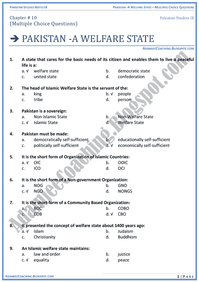 pakistan-a-welfare-state-mcqs-pakistan-studies-ix