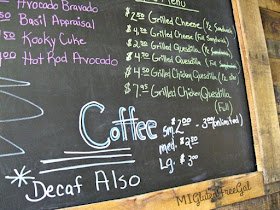 Sambuca Cafe Vassar Coffee menu board