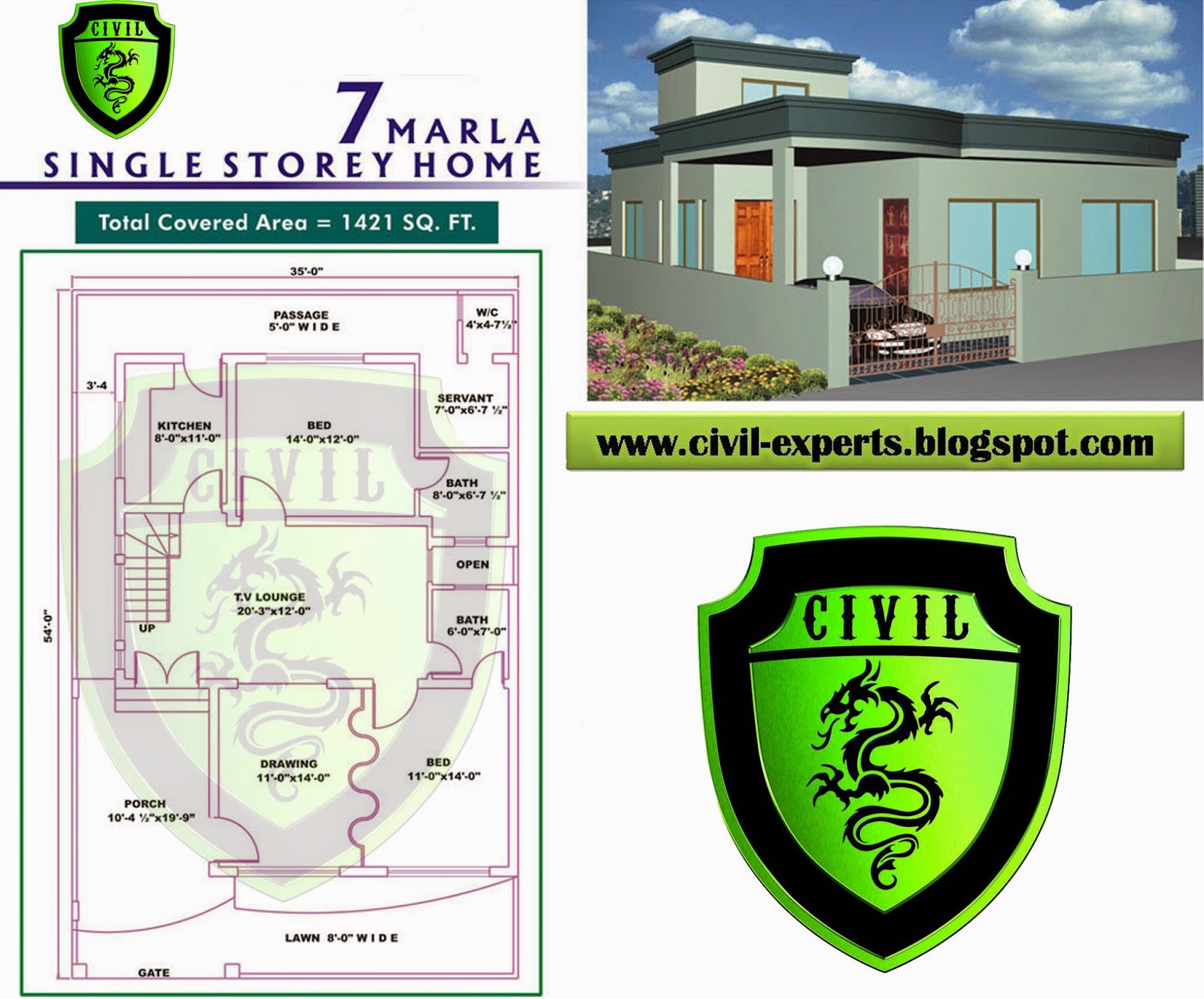 Civil Experts 7  Marla  House  Plans 