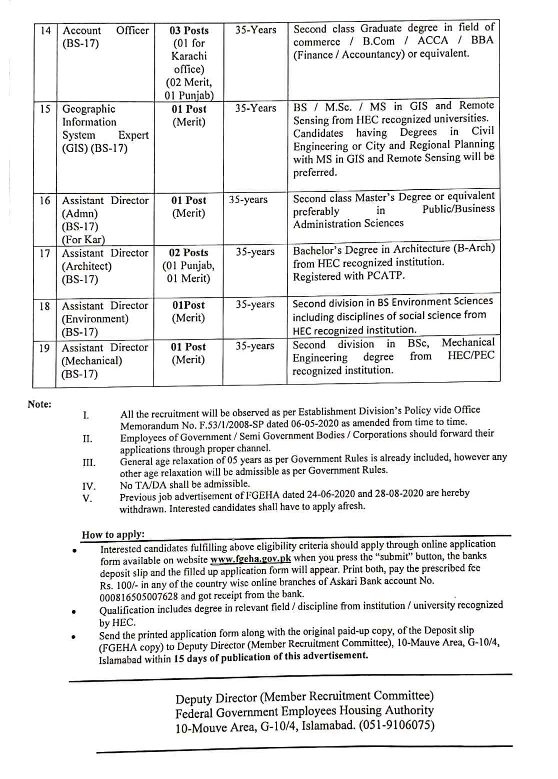 Jobs in Federal Government Employees Housing Authority Jobs 2020