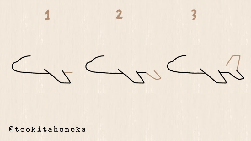 飛行機 ジャンボジェット機 のイラストの簡単かわいい描き方 旅行 トラベルノートに 手書き ボールペン 手帳用 遠北ほのかのイラストサイト