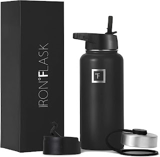 3.Iron Flask Sports Water Bottle - 32 Oz, 3 Lids (Straw Lid), Vacuum Insulated Stainless Steel, Modern Double Walled, Simple Thermo Mug, Hydro Metal Canteen