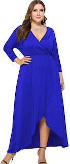 Vestidos. Elegancia en azul para mujeres talla grande.