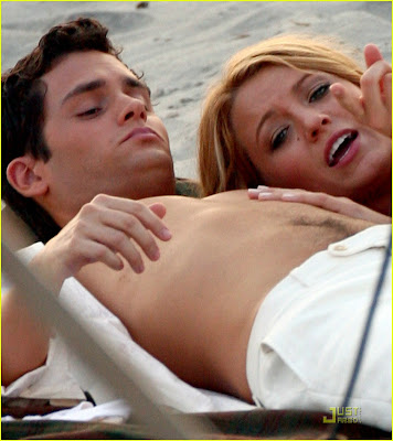 blake lively on beach. lake lively and penn badgley