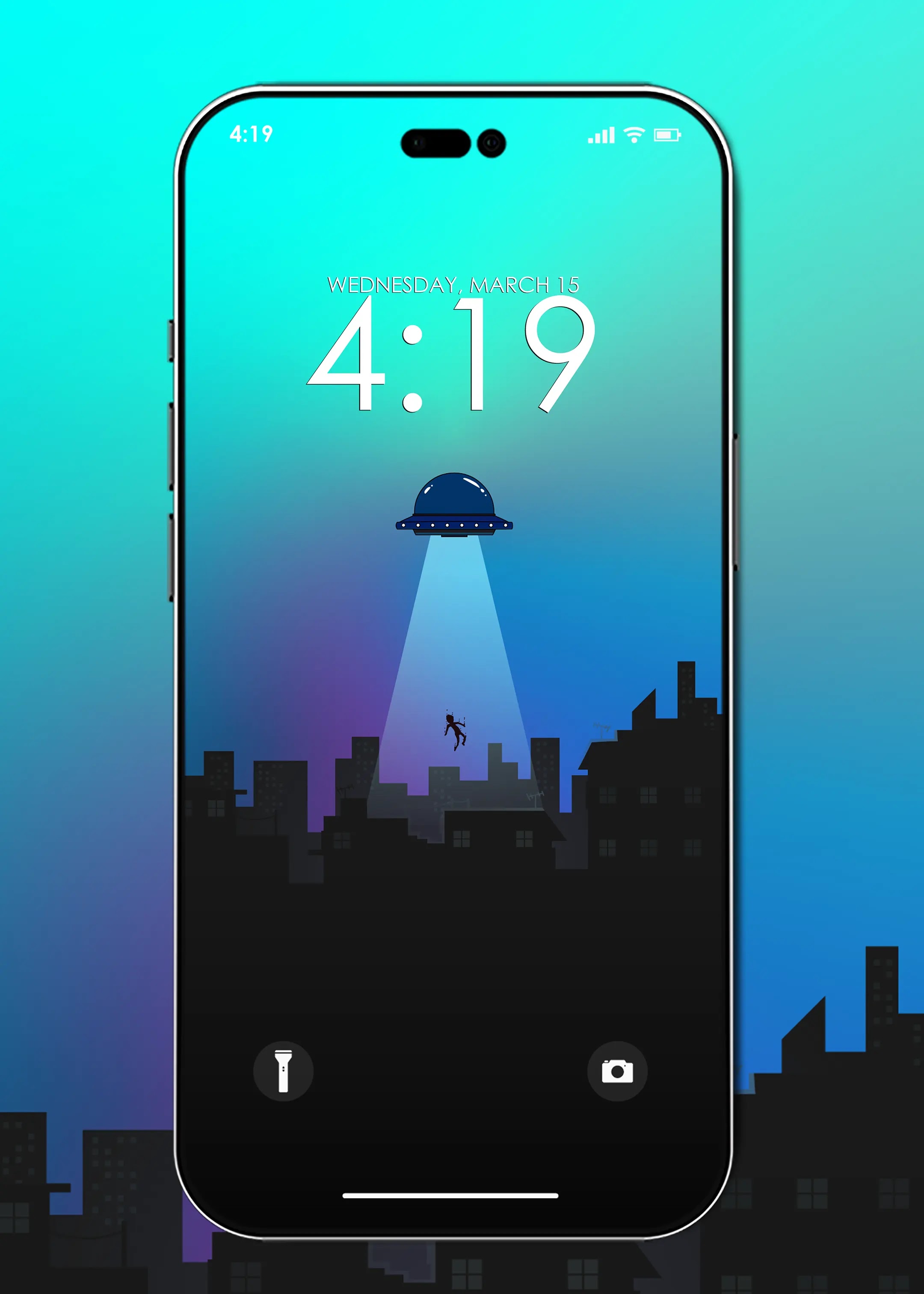 UFO ABDUCTION MINIMALIST WALLPAPER FOR IPHONE