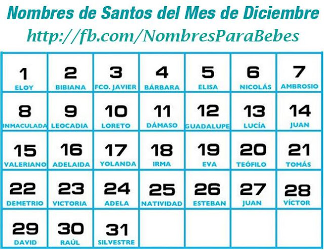 NOMBRES DE SANTOS DEL MES DE DICIEMBRE_nombresparabebesvarones