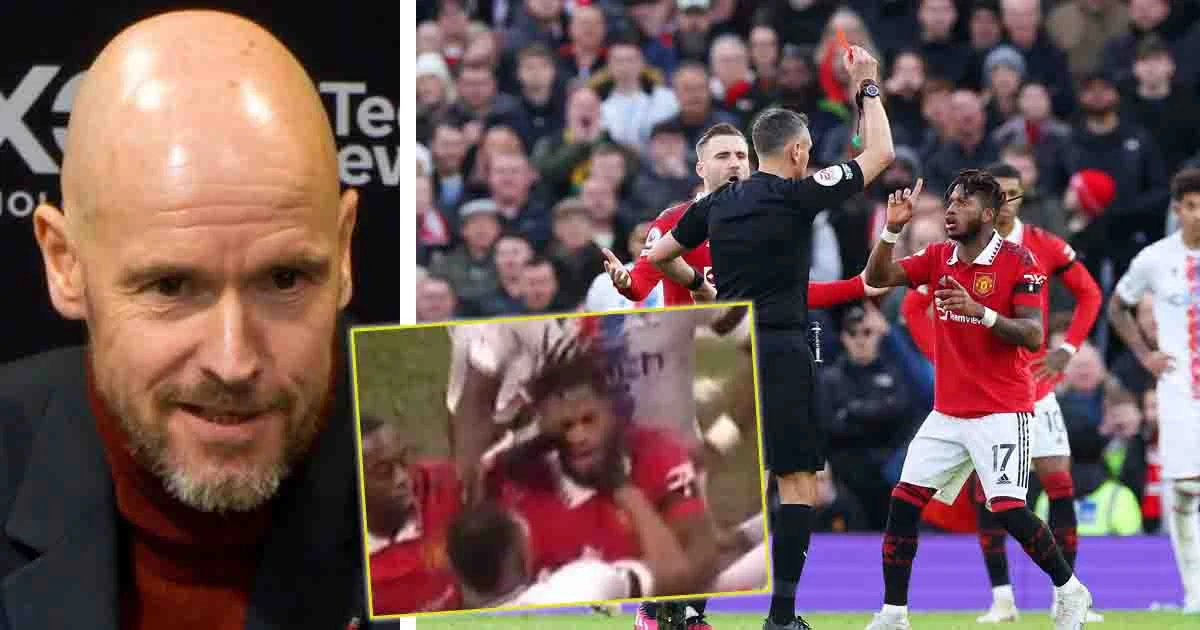 Ten Hag indicates one Palace player should've seen red for attacking Fred