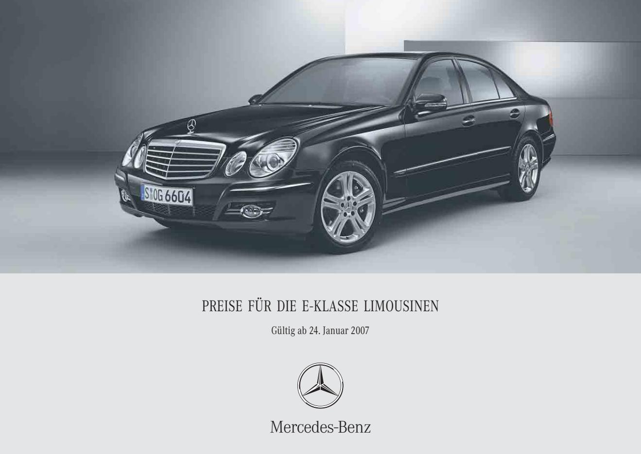 Mercedes-Benz W 211 E-Klasse Limousine Preisliste 01/2007