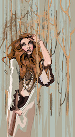 ilustracja Urbaniak  lost girl in forest illustration mixed techniques