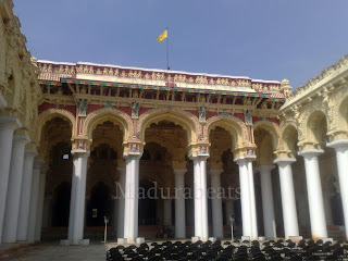 Thirumalai Nayakkar Palace pillars with Flag,