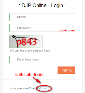 cara reset password pajak onlen