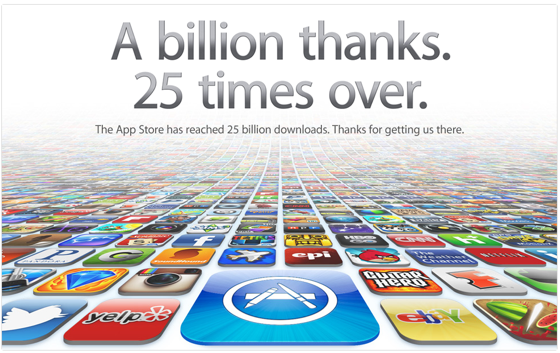 Apple Announces 25 Billionth App Downloaded And Winner of $10,000 iTunes Gift Card