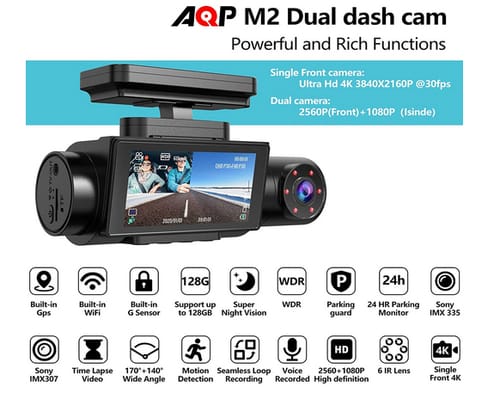 AQP M2 4K Dual Dash cam Car Camera