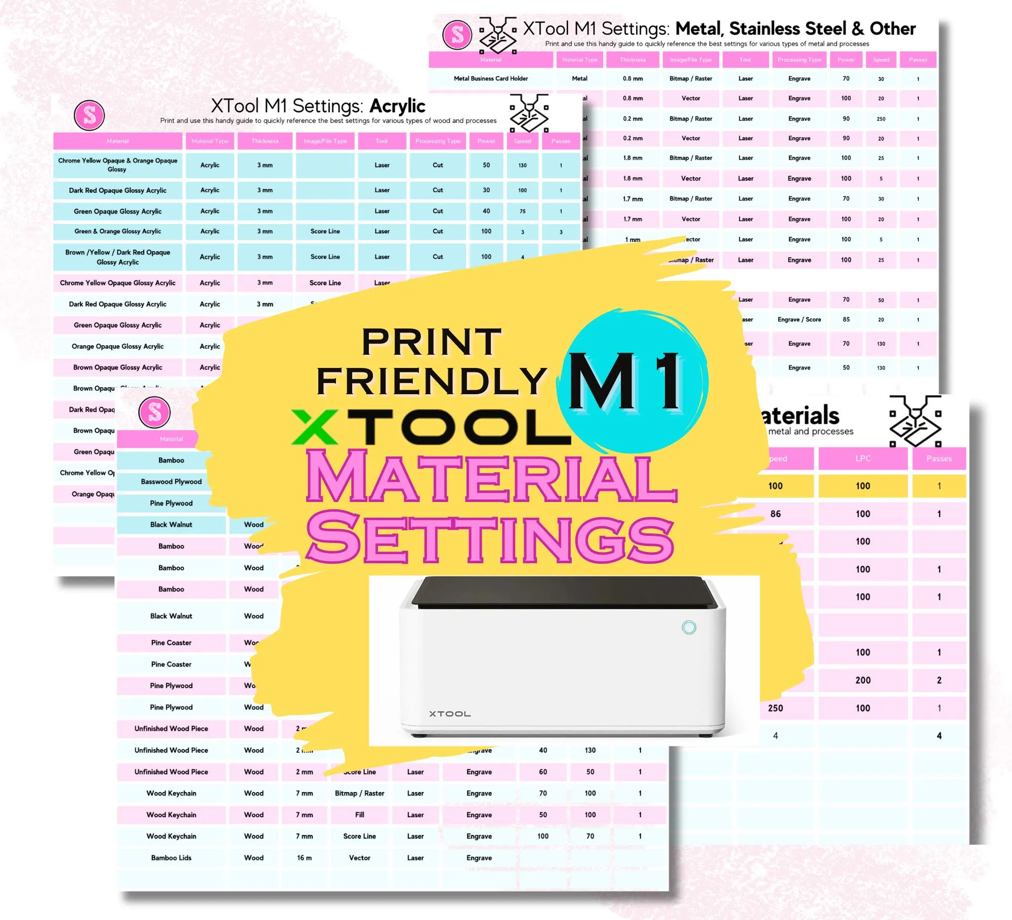 XTool Settings for M1 Laser: Tumblers, Acrylic, Wood, & More