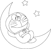 Doraemon durmiendo en la luna (doraemon para colorear )