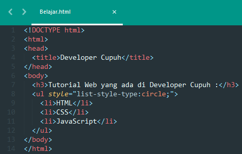 Jenis-Jenis List pada HTML - Developer Cupuh
