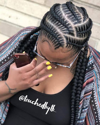 angular stitch braids styles Ponytail For African American Women