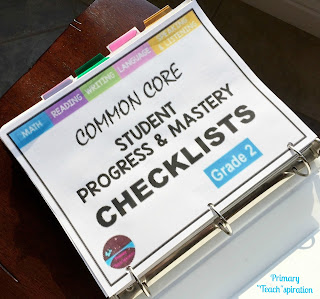 Easily organize and track math and ELA student progress for 1st & 2nd grade Common Core standards. #firstgradecommoncorechecklists #secondgradecommoncorechecklists