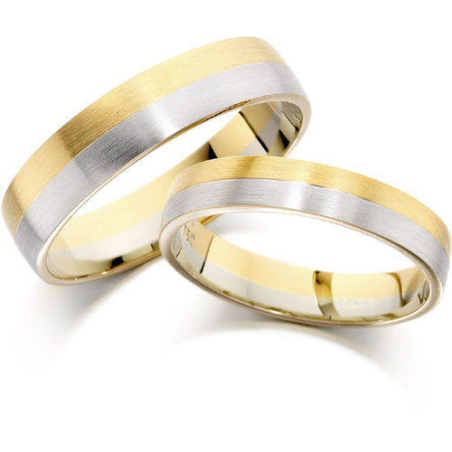 wedding band in 9 ct yellow and white gold