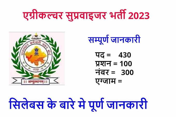 Agriculture Supervisor Vacancy 2023 - Agriculture Supervisor 2023 Syllabus 