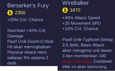 Berserker's Fury and Windtalker Mobile Legends