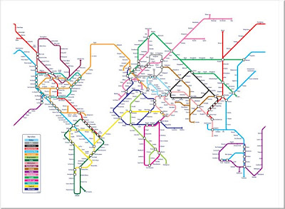 World   on World Metro Map Art