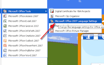 ms office 2007 language settings