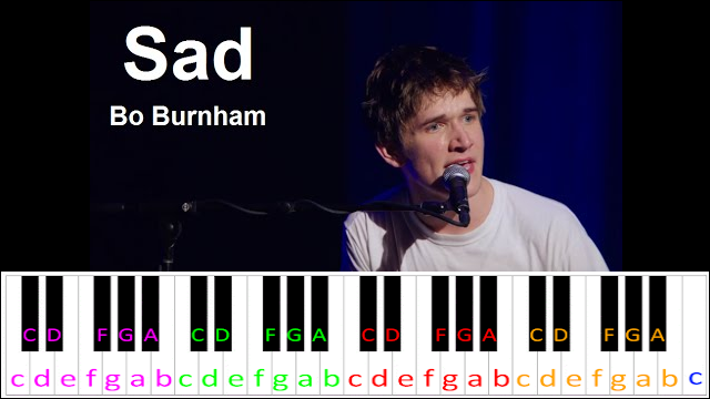 Sad by Bo Burnham Piano / Keyboard Easy Letter Notes for Beginners