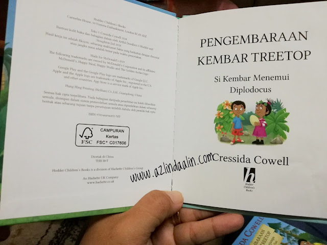 Program McDonald's Happy Meal Readers Pupuk Minat Anak Membaca - Mummy sangat teruja setiap kali melihat anak-anak kecil pandai bercerita storytelling. Tiada manusia yang lahir terus pandai membaca. Untuk pandai membaca,  anak-anak perlu melalui satu proses. Begitu juga anak-anak kami, Dhia dan Dzal memasing dah berumur 5 dan 6 tahun tahun ini. Untuk menggalakkan mereka suka membaca dan lancar membaca tidaklah semudah yang disangkakan. Pada awalnya, mummy kena kreatif dalam memilih buku untuk anak-anak. Seawal umur 1 tahun mummy akan perkenalkan anak-anak dengan buku seperti soft toys, yang lembut seperti kain. Tetapi, umur dah besar panjang macam Dhia dan Dzal tu...takkan nak bagi buku berbentuk toys lagi, kan? Tak sesuai !    Program McDonald's Happy Meal Readers Pupuk Minat Anak Membaca   Happy Meal merupakan kegemaran Dhia dan Dzal. Biasalahkan, sebab ada hadiah dalam kotak Happy Meal tu. Sekarang ini, kita dah boleh memilih tau... samada nak mainan atau buku. Mummy semestinya memilih buku ! Bila ada program yang berkaitan dengan buku atau membaca, mummy tak akan lepaskan peluang. Lelagi, apabila mummy dapat tahu program McDonald's Happy Meal Readers "scale for good" ni ! Mummy tertarik dengan Program McDonald's Happy Meal Readers untuk Pupuk Minat Anak Membaca kerana apa?    Okay, mummy tertarik dengan Program McDonald's Happy Meal Readers untuk Pupuk Minat Anak Membaca sebab :-    5 Sebab Mummy Tertarik dengan Program McDonald's Happy Meal Readers      1. Pertama sekali, bila mummy ternampak buku dari Program McDonald's Happy Meal Readers terus jatuh cinta ! "Nampak ekslusif buku ini", inilah ayat pertama keluar dari mulut mummy pada pandangan pertama ! Buku ini, sangat berkualiti berkulit keras di bahagian luar serta senang untuk anak-anak kami pegang sambil membaca.   Memang amat sesuai untuk anak-anak kami, mereka boleh membaca di mana sahaja !    2. Yang keduanya, mummy suka dengan Program McDonald's Happy Meal Reader sebab koleksi buku cerita bersiri si KEMBAR TREETOP ini di tulis oleh penulis dan pelukis terkenal di dunia iaitu Cressida Cowell serta penulis terkenal untuk siri "How To Train Your Dragon"  Memang syioklah buat koleksi. Sekarang ni, kami dah ada 2 koleksi buku ni. Tak sabar nak tunggu Mac untuk dapatkan satu lagi siri terbaru dari Pengembaraan Si Kembar Treetop ni.     3. Sekarang ini, senang nak dapatkan buku cerita untuk anak-anak kami. Buku McDonald's Happy Meal Readers PENGEMBARAAN KEMBAR TREETOP boleh di dapati di McDonald's seluruh Malaysia.  Bukan sahaja ada dalam bentuk Bahasa Melayu, malah terdapat juga dalam Bahasa Inggeris.       4. Dzal memang suka buat koleksi Dinosaur. Kat bilik mainan depa tu, ada macam-macam jenis Dinosaur ada ! Yang besar, kecik, berbunyi, tanpa bunyi, ada remote haaaa.. macam-macam koleksi depa ada.  Jadi, ini memang kebetulan sangat, apabila mengeluarkan koleksi cerita Pengembaraan Kembar Treetop menemui pelbagai jenis spesis Dinosaur.         Dalam pada itu, mummy pun boleh turut belajar bersama. Haha...mummy pun sebenarnya tak berapa kenal juga dengan spesis Dinosaur. Boleh lah kami anak-beranak belajar bersama-sama !       5. Yang kelima ni, mummy gerenti anak-anak kami akan suka ! Program McDonald's Happy Meal Readers bukan sahaja dalam bentuk buku fizikal. Tapi ada dalam bentuk aplikasi juga.  Muat turun Happy Studio dari Google Play dan App Store je ! Siap !     Mulakan pengembaraan jom...        Dalam aplikasi Happy Studio ini ...anak-anak bukan sahaja boleh membaca buku, malah mereka boleh buat pelbagai beraktiviti .   Dapatkan 12 Koleksi Buku Cerita  Secara PERCUMA  So apa lagi, jom dapatkan buku cerita McDonald's Happy Meal Readers secara PERCUMA dengan setiap hidangan HAPPY MEAL. Kitorang dah dapatkan 2 koleksi. Tak sabar nak tunggu 10 buah buku Si Kembar Treetop ni.  Selanjutnya, korang boleh layari ke :-   Website : https://www.mcdonalds.com.my  Instagram : @mcdonaldsmalaysia