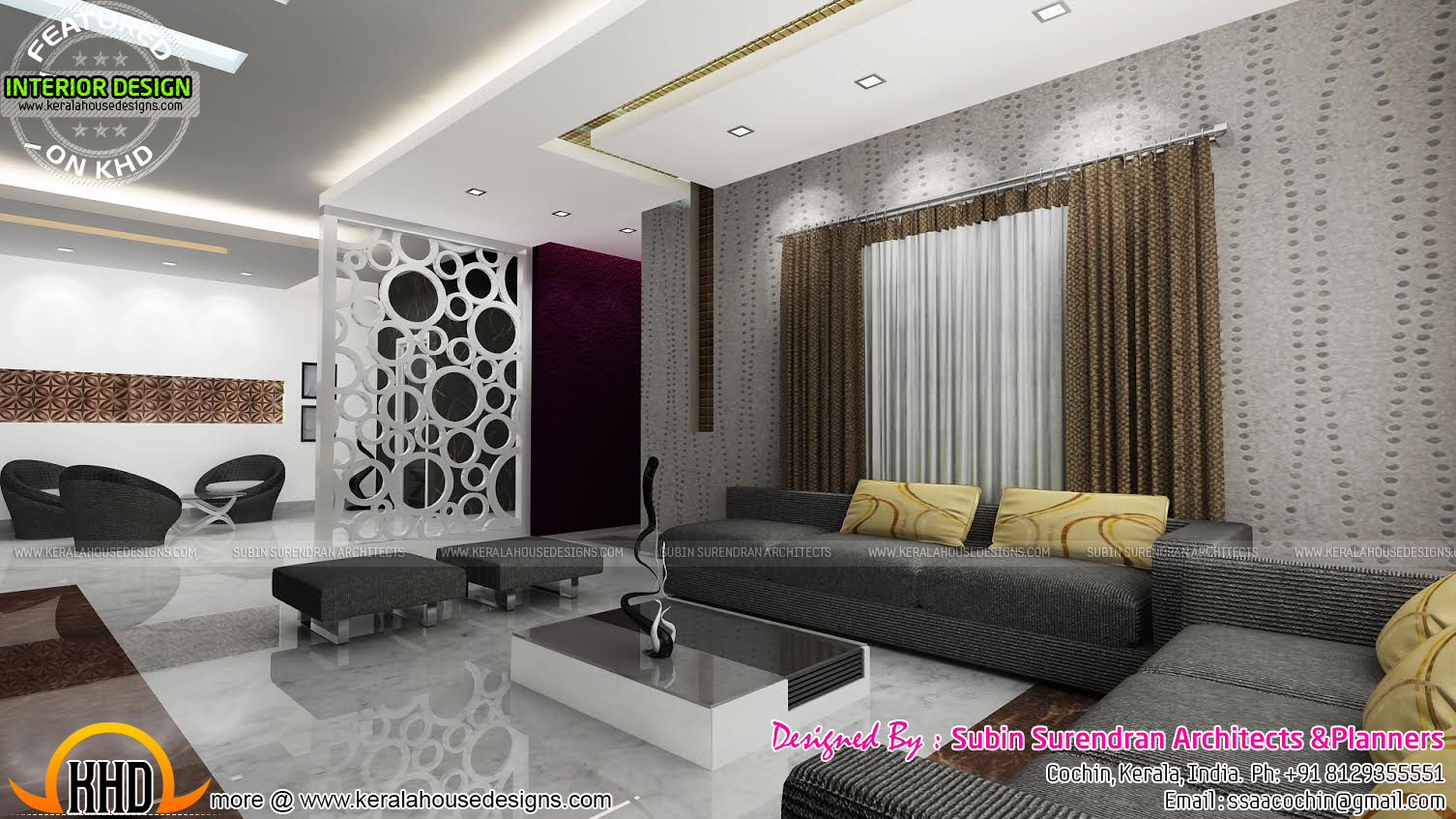  Living  rooms  modern kitchen interiors in Kerala Kerala 