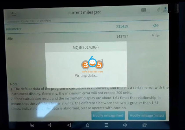 Xtool Correct VW Polo 2014- MQB Mileage via OBD 12
