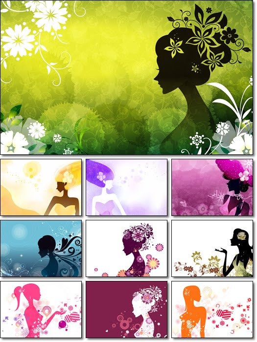 Digital Art Girls Silhouettes Wallpapers Pack