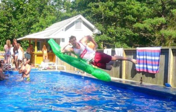 Funny Poses Above the Pool