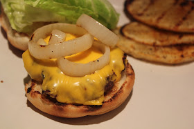 Hamburger with cheese and grilled onions