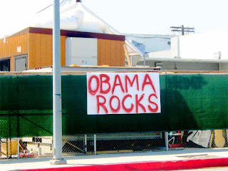 Homemade OBAMA ROCKS sign in Pasadena