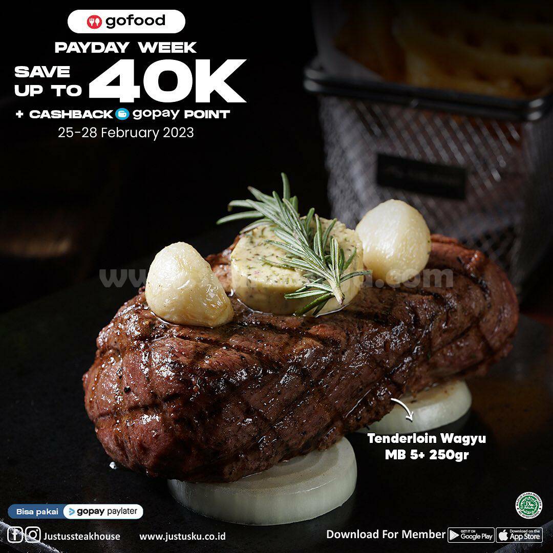 Promo Justus Steak House Payday Week Diskon 40%