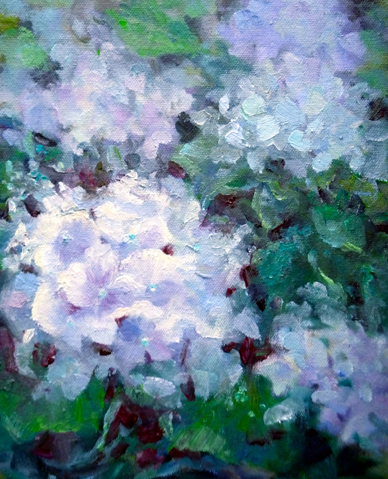 Blue Capri Hydrangea ©  Blue Hydrangea Oil Paintins  Painting A Day 