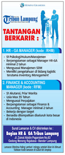 Lowongan Kerja TRIBUN LAMPUNG Desember 2015 (TERBARU)