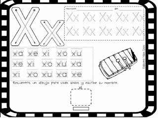 trazos de las silabas xa xe xi xo xu