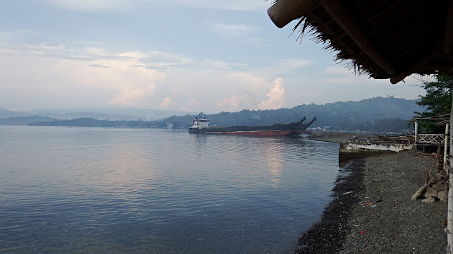 very calm and placid waters of Sogod Bay viewed at Syshore Beachfront Hotel