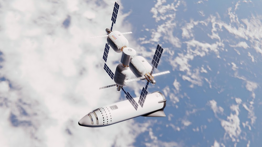 SpaceX BFR spaceship docking to Bigelow orbital station