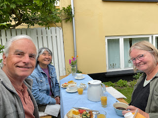 Enjoying breakfast outdoors at Lise's Bread and Breakfast