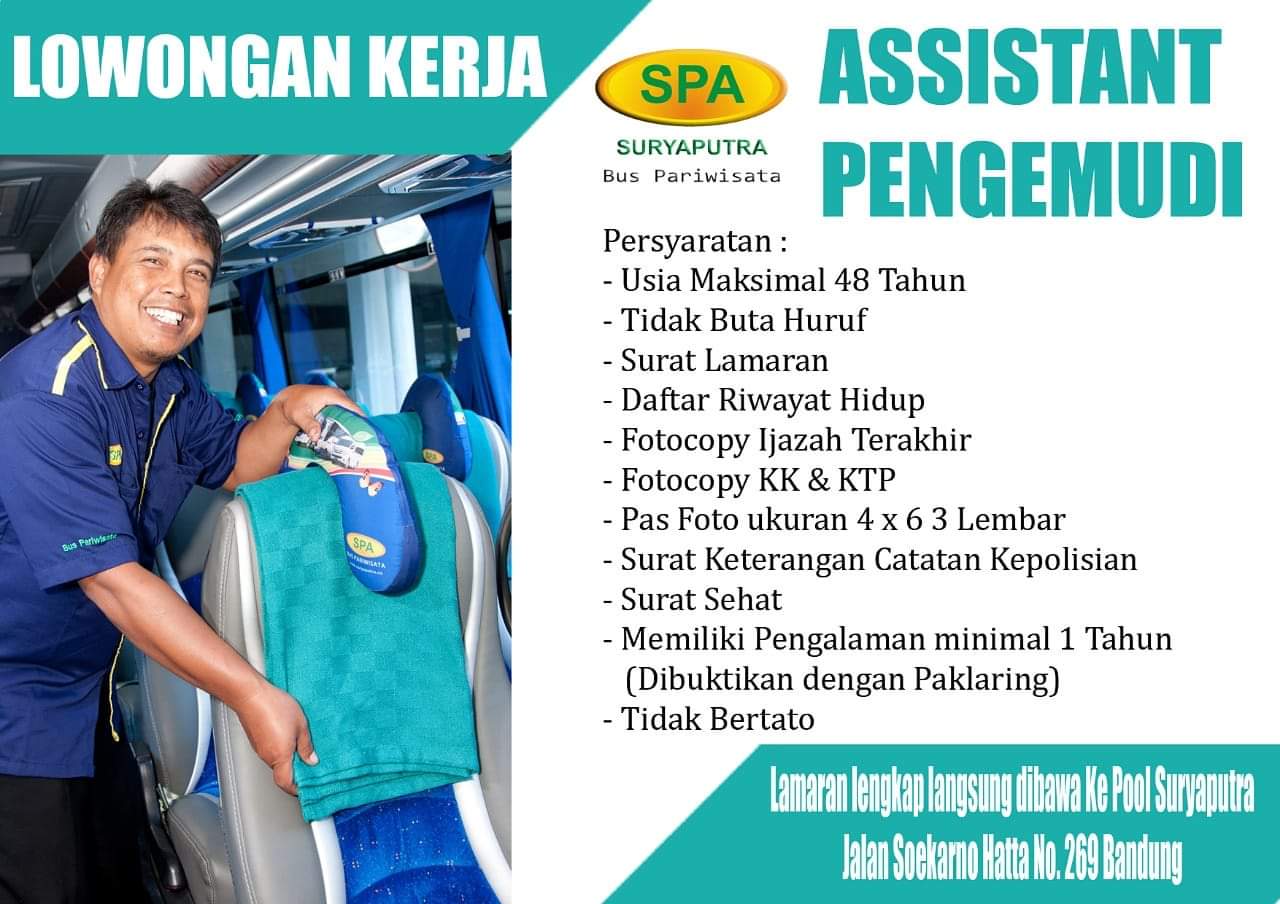 Lowongan Asisten Pengemudi Bus Pariwisata Surya Putra Bandung Jalur Bus Informasi Seputar Bus Indonesia