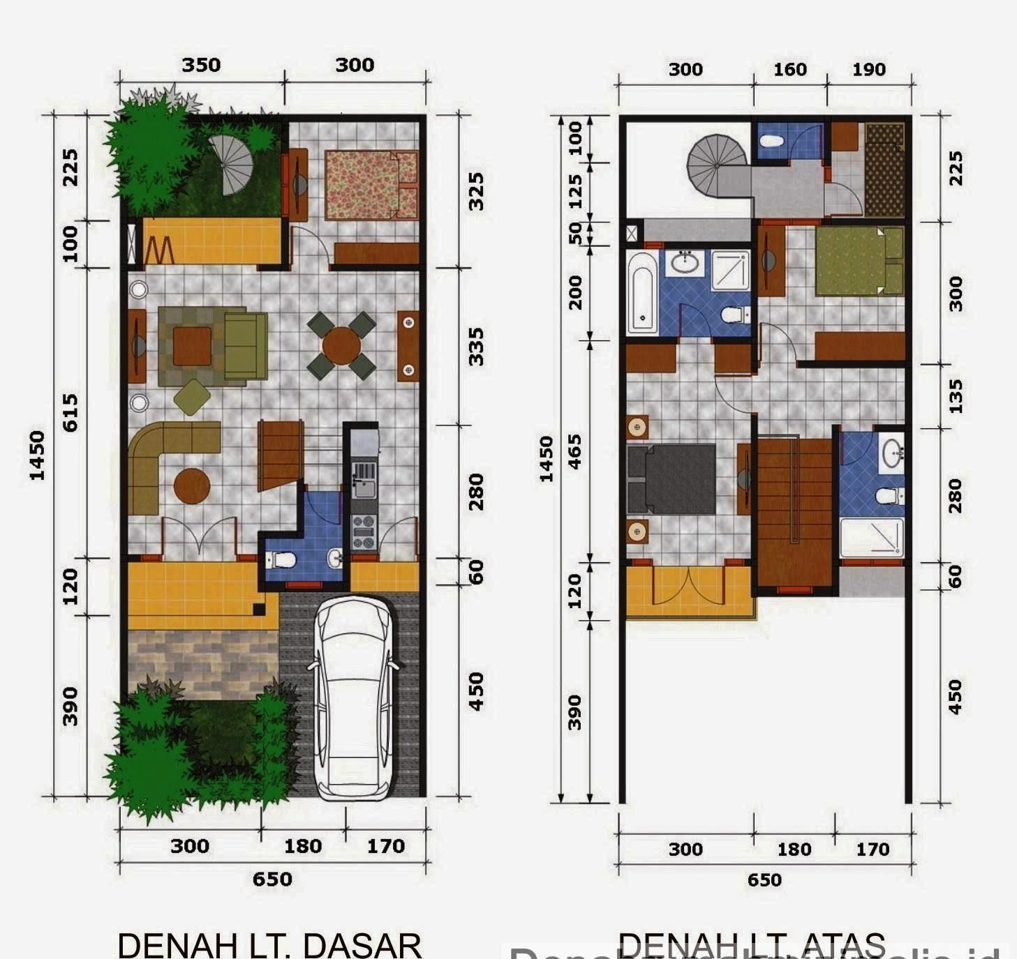 51 Sketsa Denah Rumah Minimalis 1 Lantai 2 Lantai Terbaik Modern