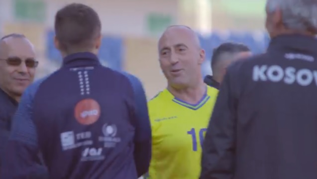 Kosovo Prime Ramush Haradinaj training with Football Team of Dardans